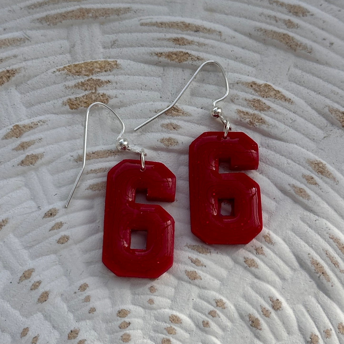 “Play Ball” Fan of 6 Red Dangle Earrings