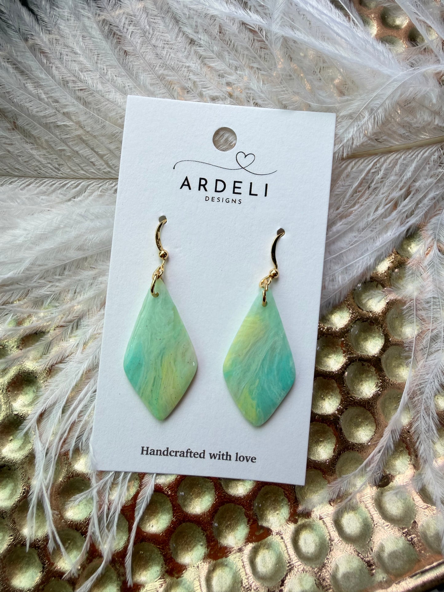 “Taffy” Polymer Clay Kite Dangle W/Gold Plated Hook Earrings