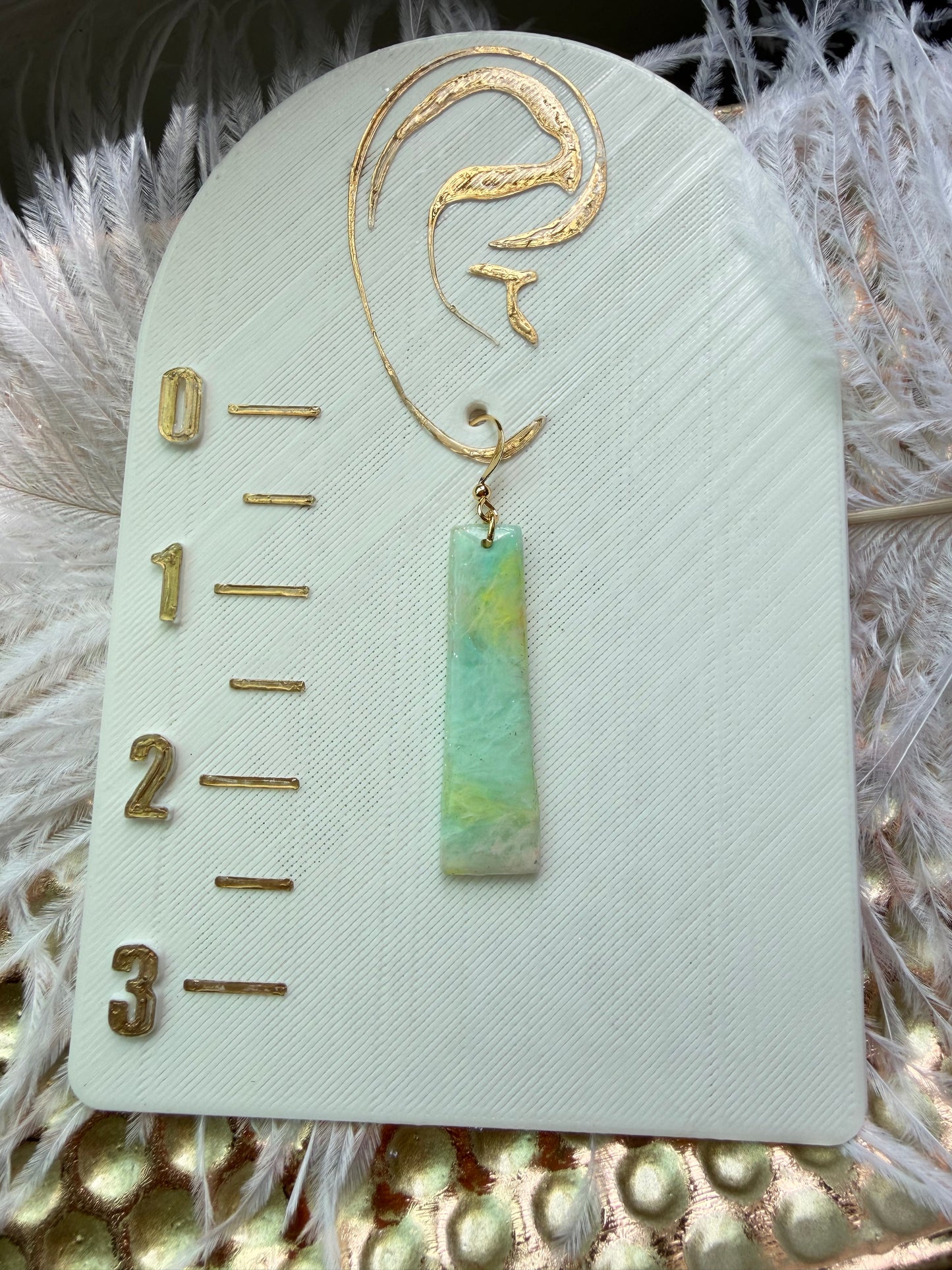 “Taffy” Polymer Clay Long Rectangle Dangle w/Gold Hook Earrings