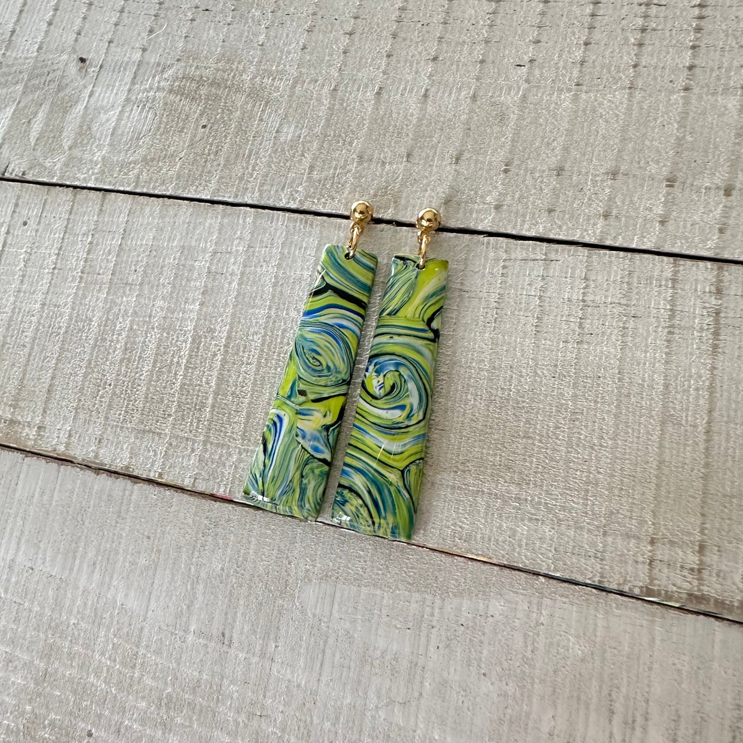 "A Starry Night"
Handmade Polymer
Clay Gold Plated Stud
Dangle Earrings