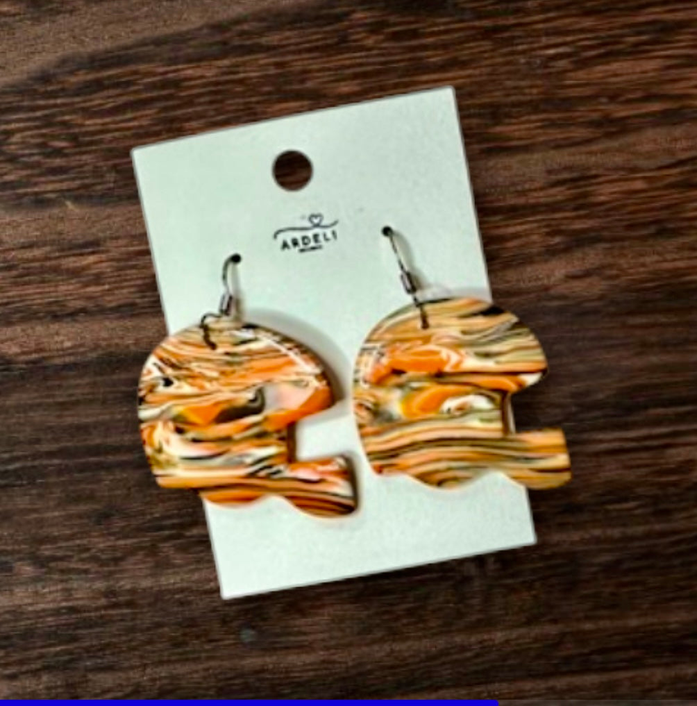 "Game Dey" Spirit Wear Bengals Inspired Football Helmet Zubaz Polymer Clay Dangle Earrings