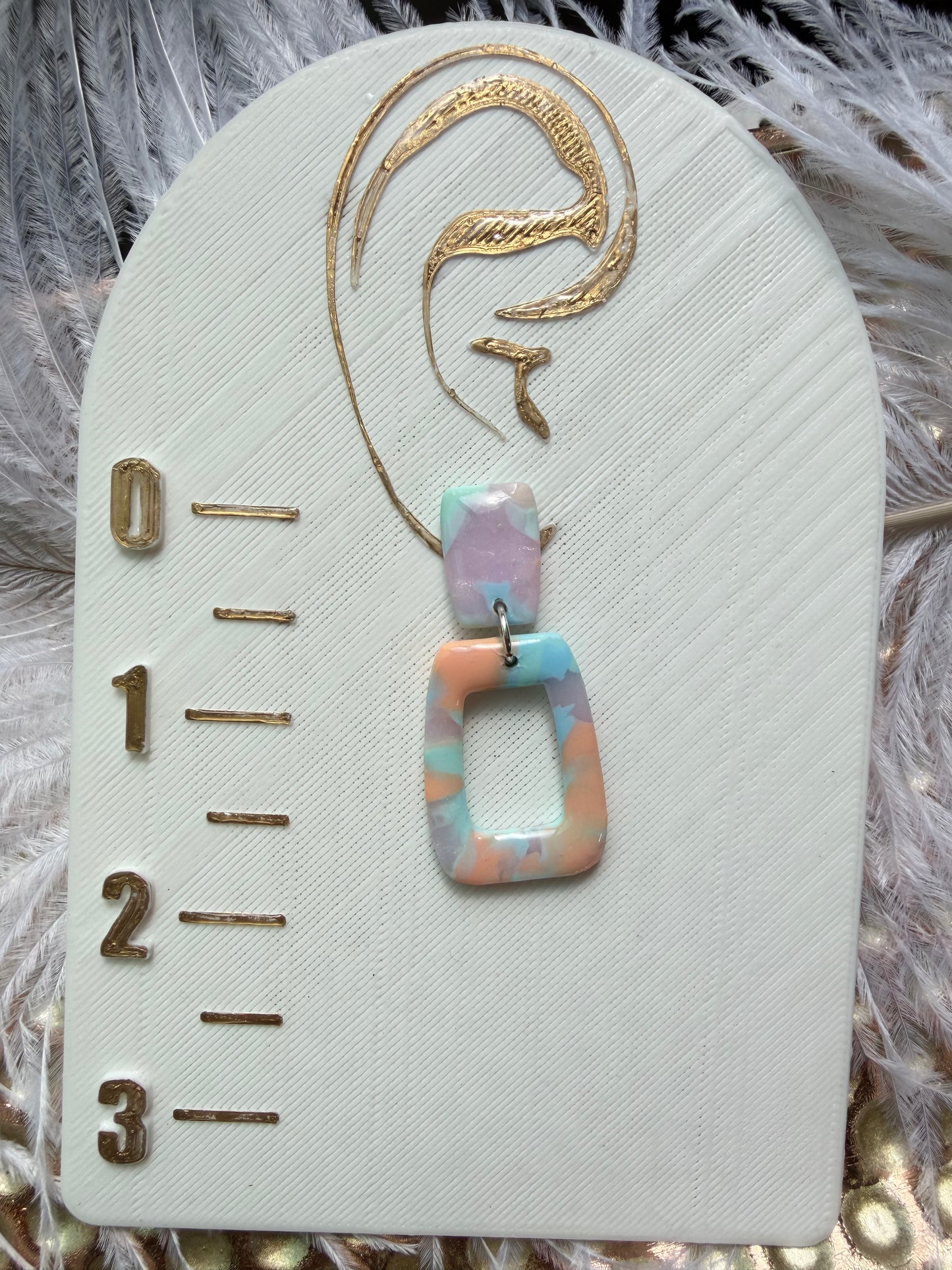 “Feeling Groovy” Sorbet Rectangle Donut Post Dangle Earrings