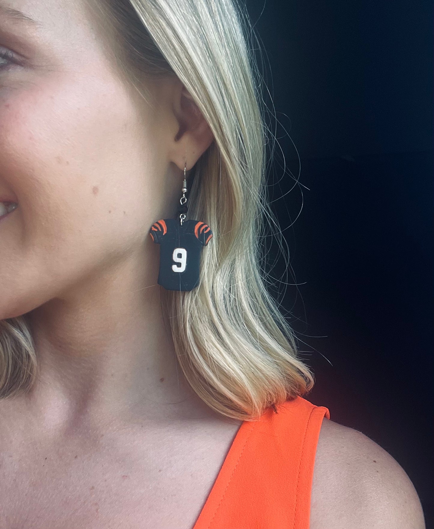 "Game Dey" Spirit Wear #9 Jersey Bengals Inspired Polymer Clay Dangle Earrings ***Coming Soon***