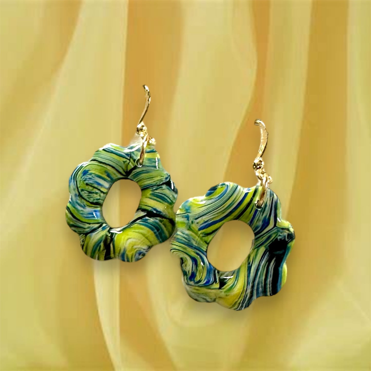 "A Starry Night"
Handmade Polymer
Clay Gold Plated Stud
Dangle Earrings