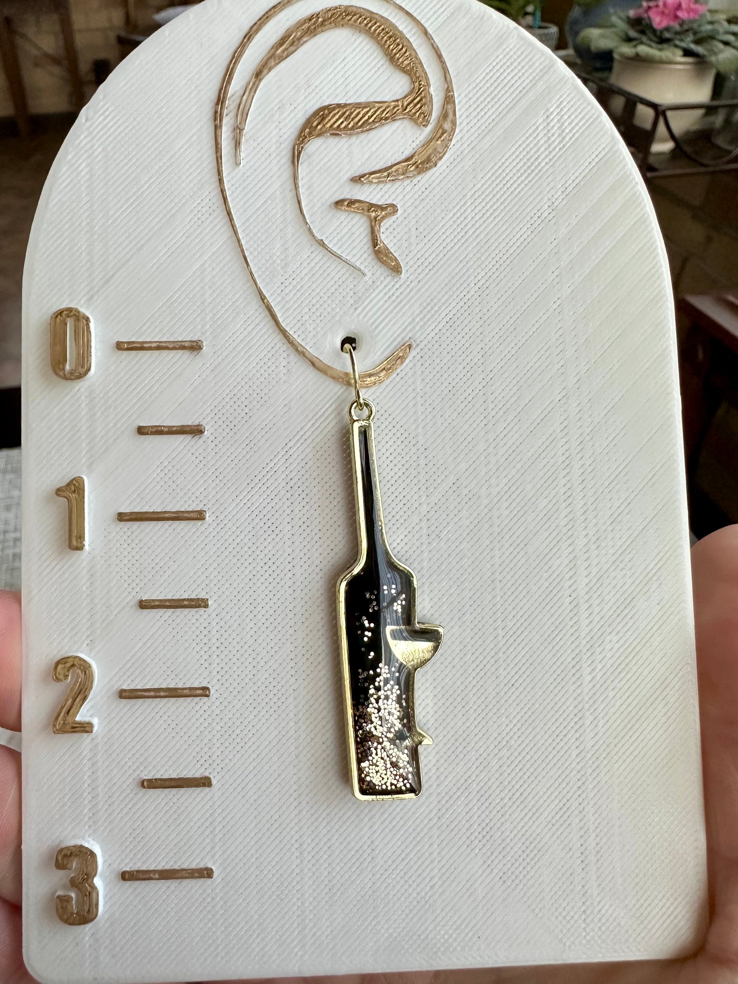 Black & Gold Bottles of Bubbly Polymer Clay Gold Dangle Earrings