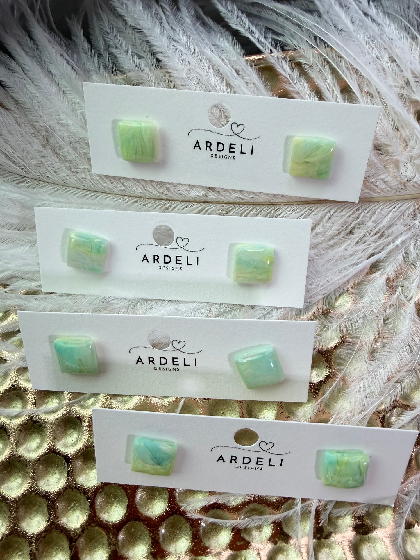 “Taffy” Polymer Clay Square Stud Earrings