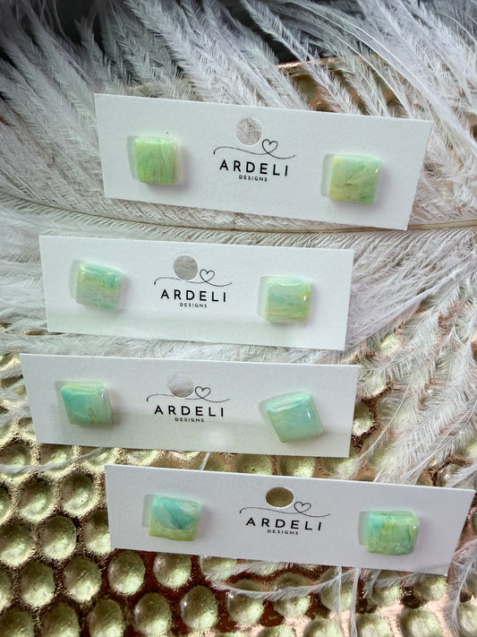 “Taffy” Polymer Clay Square Stud Earrings