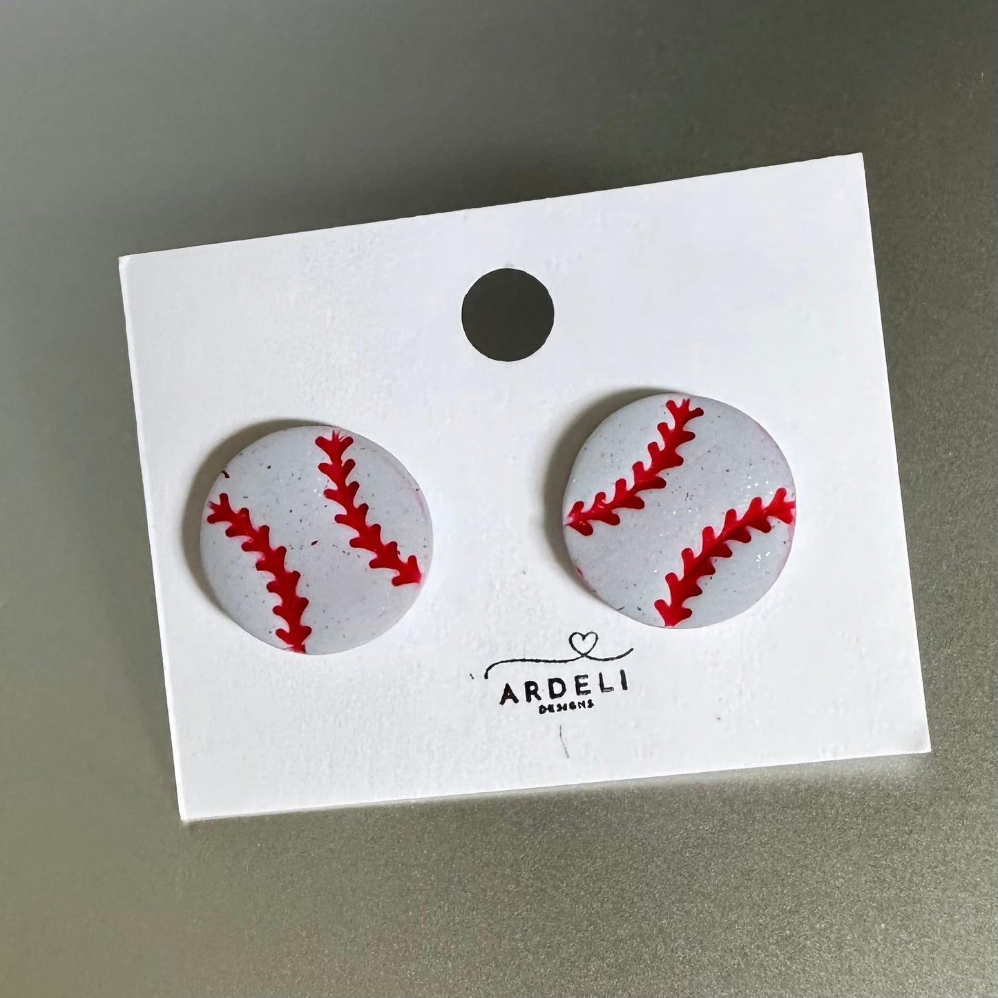 “Play Ball” Gray Baseball Stud Earrings