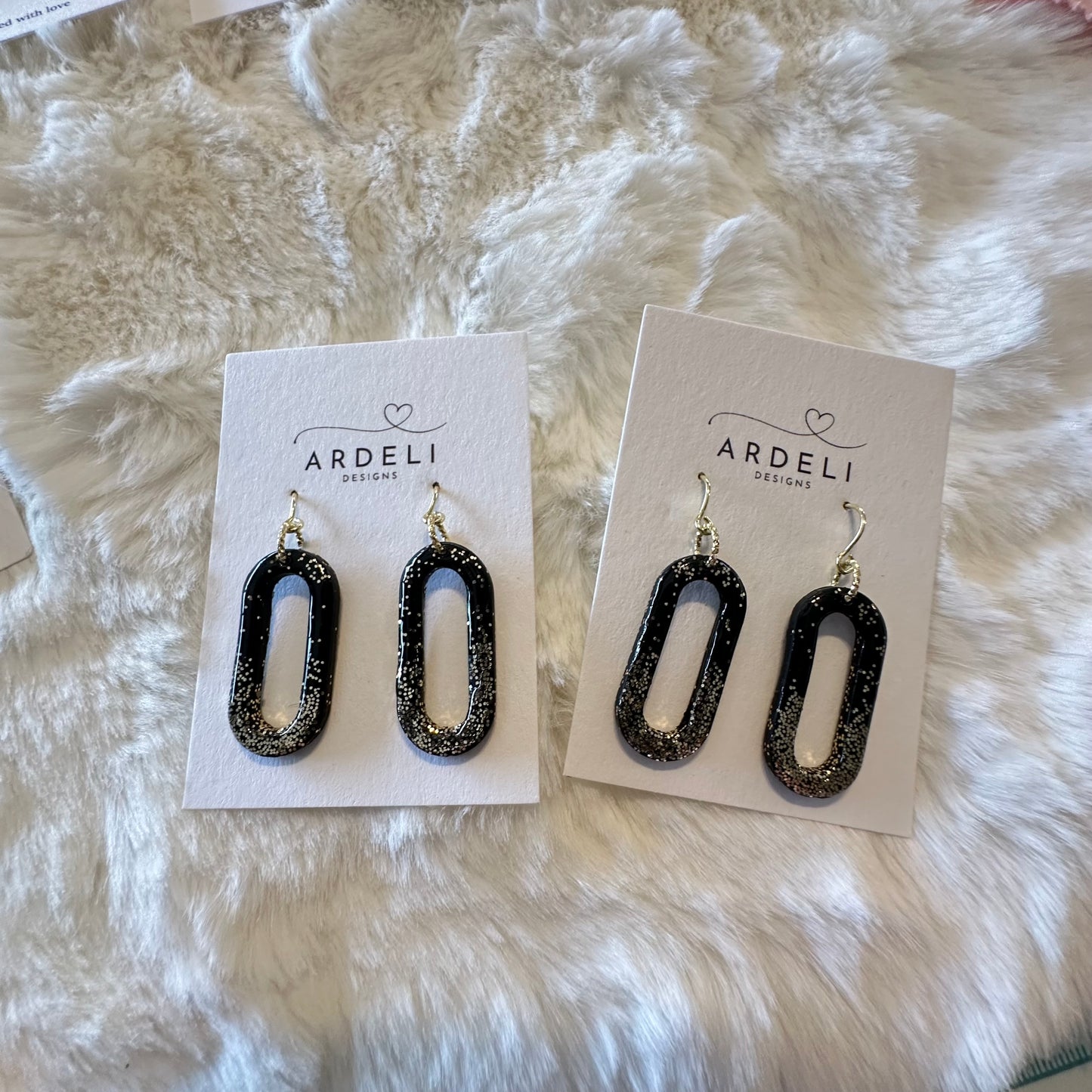 Black & Gold Donut Polymer Clay Gold Dangle Earrings