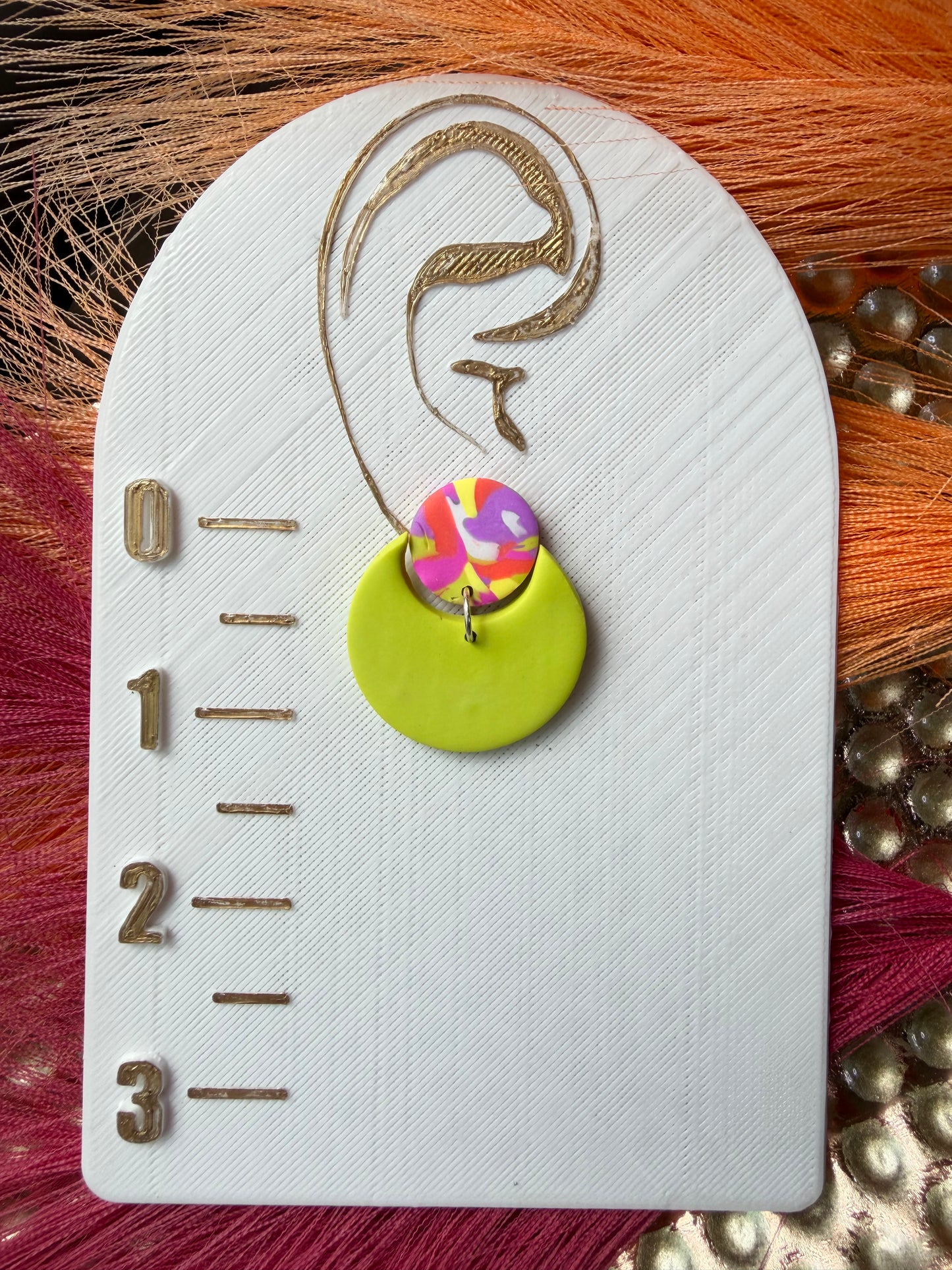 “Feeling Groovy” Lime Crescent with Multi Color Post Earrings