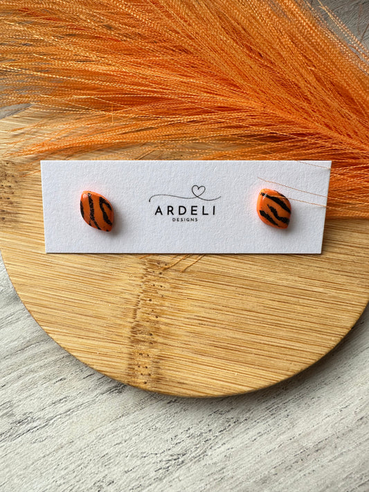 "Game Dey" Spirit Wear Bengals Inspired Football Shaped Polymer Clay Stud Earrings      ***restock coming soon***