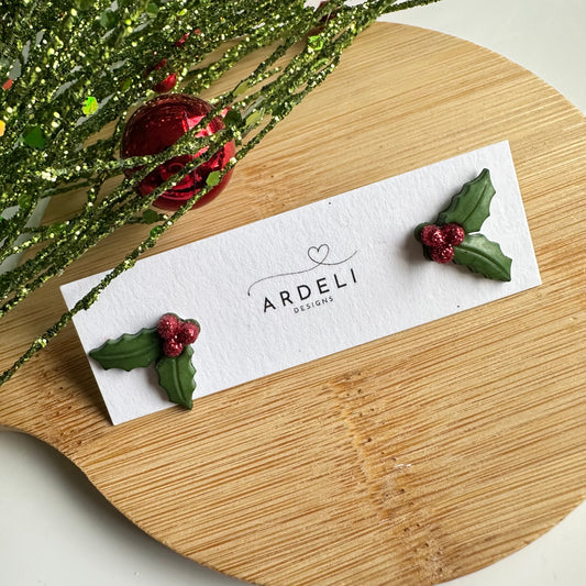 Holly and Berries Stud Earrings