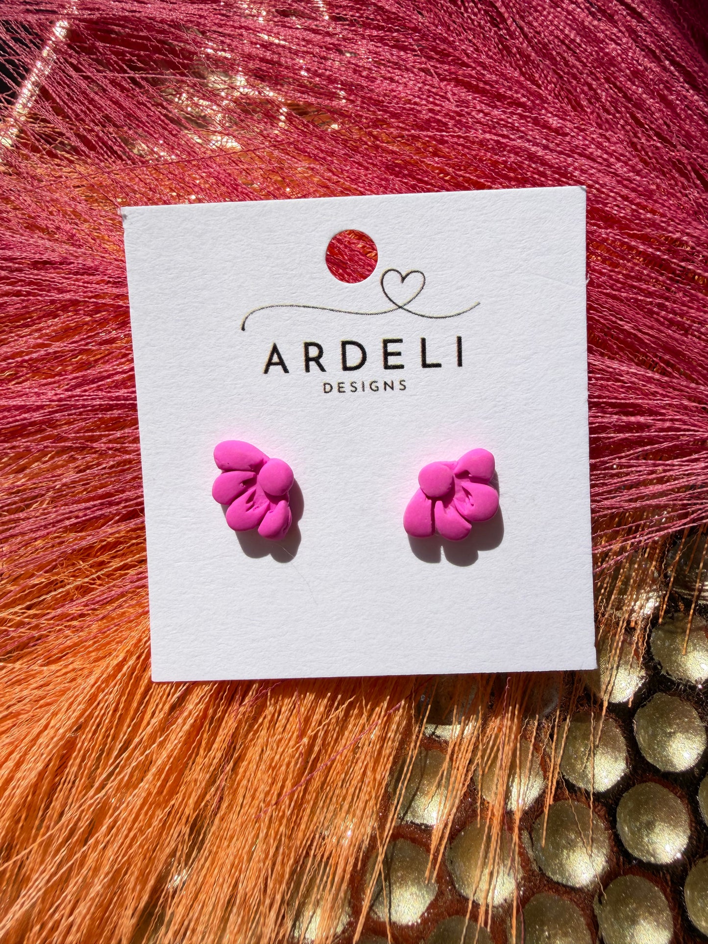 “Feeling Groovy” Flower Power Hot Pink Stud Earrings