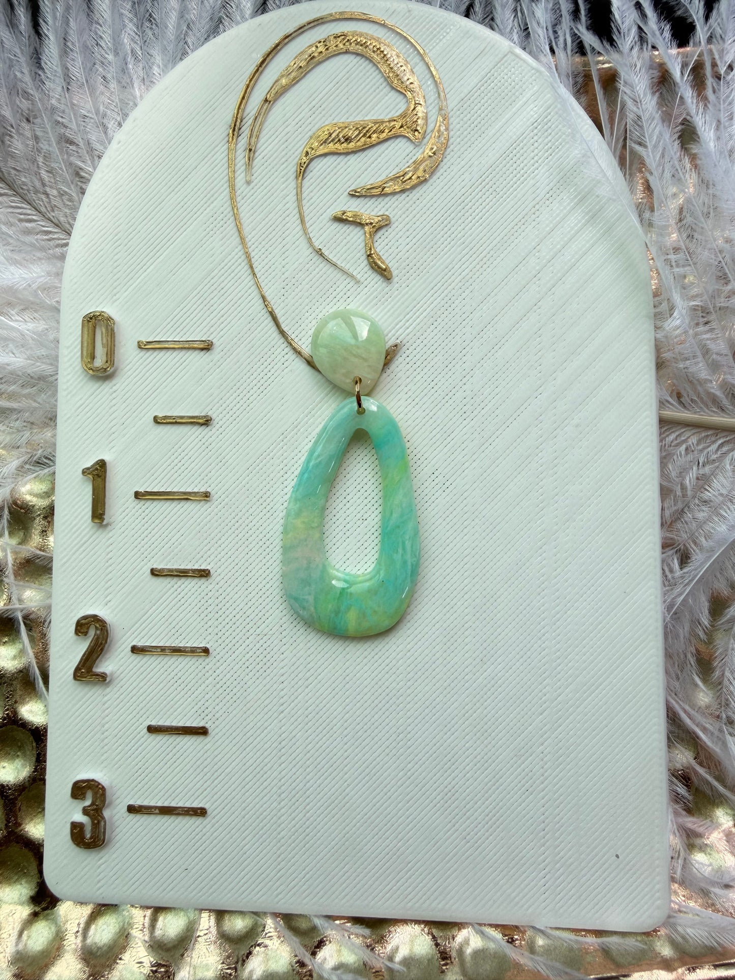 “Taffy” Polymer Clay Long Oval Donut Dangle w/Teardrop Post Earrings