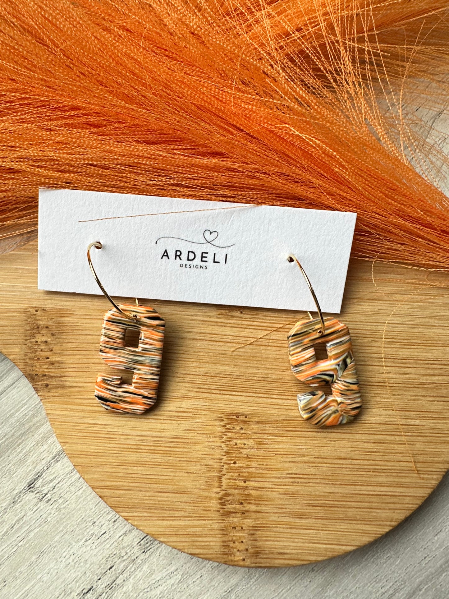 "Game Dey" Spirit Wear Fan of #9 Polymer Clay Gold Plated Hoop Earrings