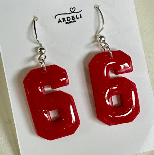 “Play Ball” Fan of 6 Red Dangle Earrings