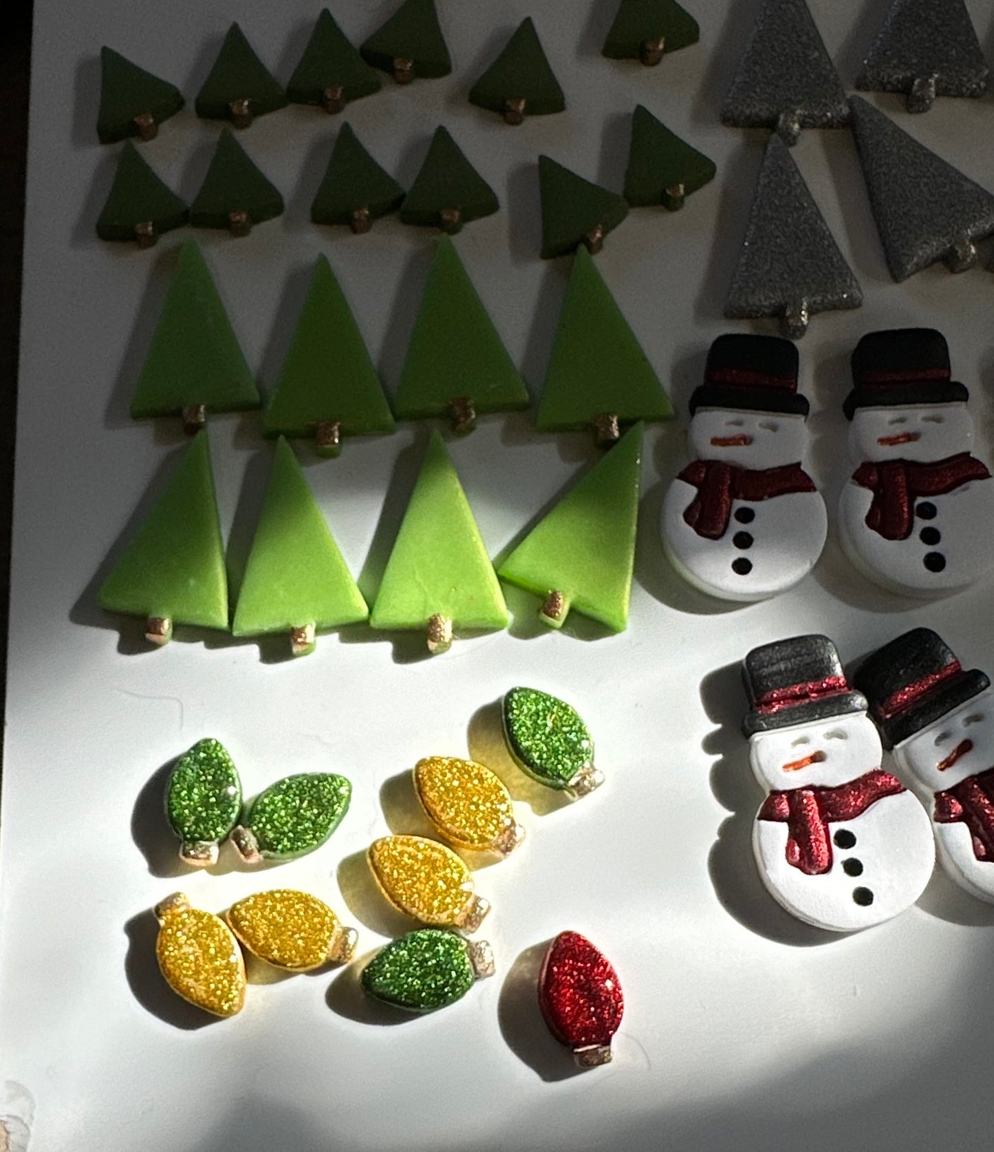 Handmade Polymer Clay Snowman Silver Ball Post Dangles Earrings