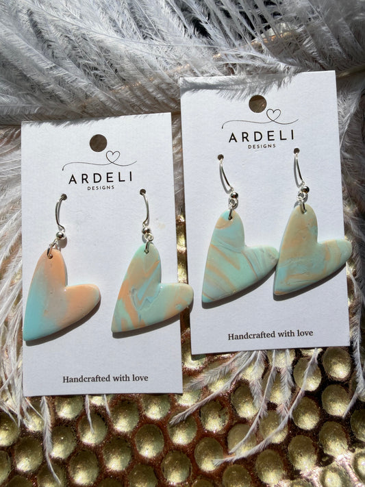 “Feeling Groovy” Sorbet Heart Dangle w/Silver Hook Earrings