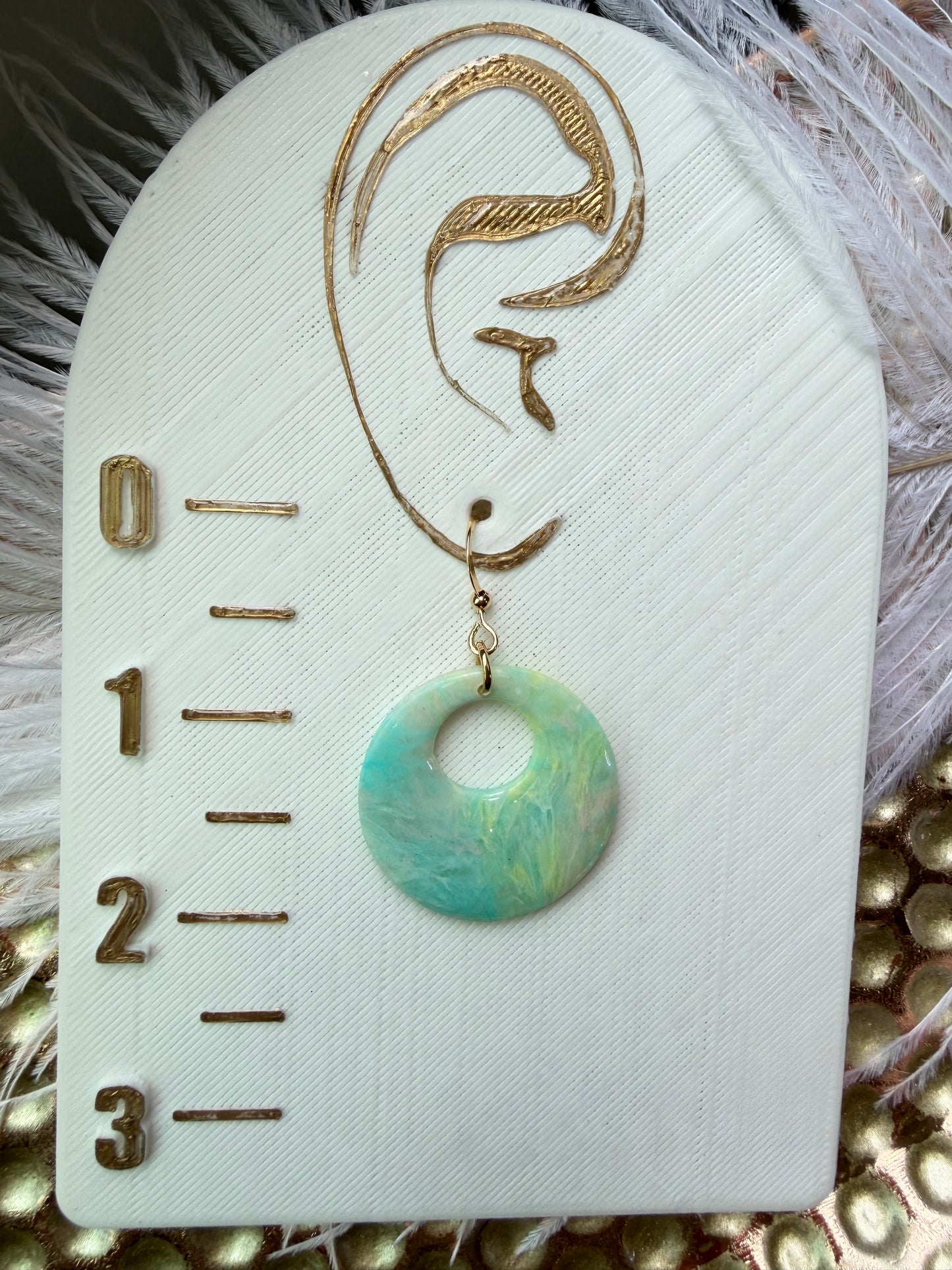 “Taffy” Polymer Clay Off Round Donut Dangle W/Gold Plated Hook Earrings