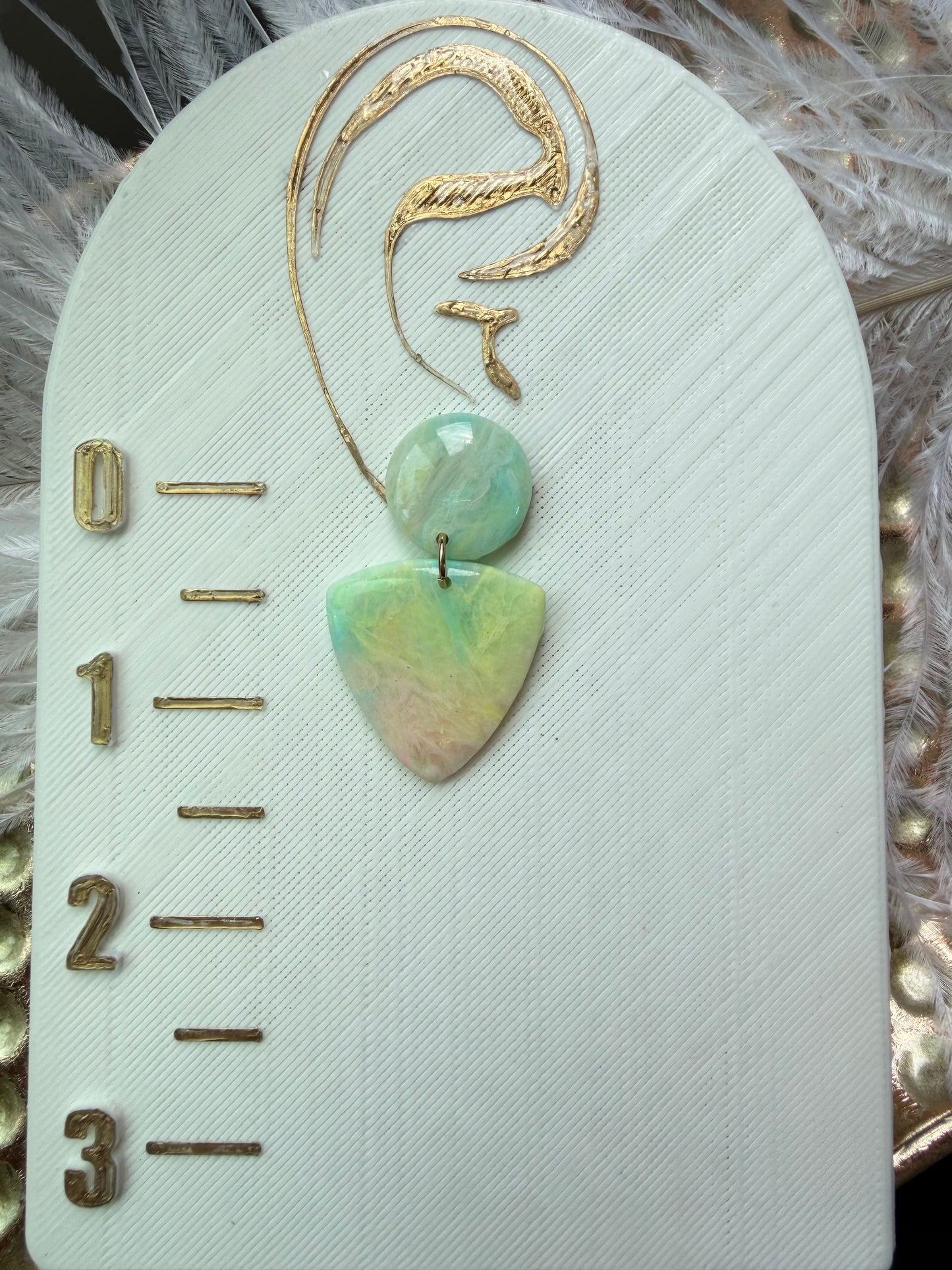 “Taffy” Polymer Clay Triangle Dangle w/Round Post Earrings