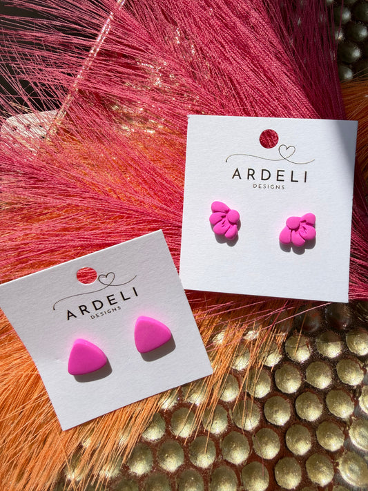 “Feeling Groovy” Flower Power Hot Pink Stud Earrings