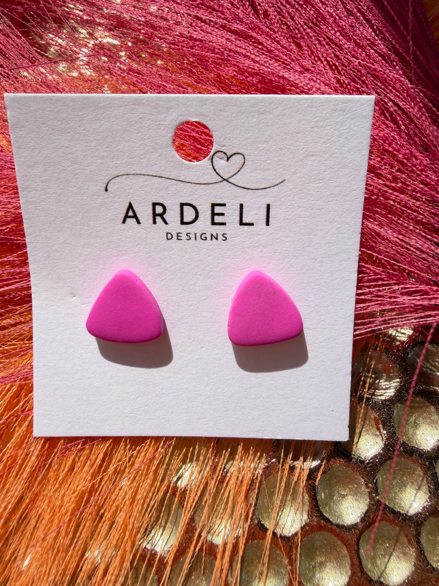 “Feeling Groovy” Hot Pink Triangle Stud Earrings