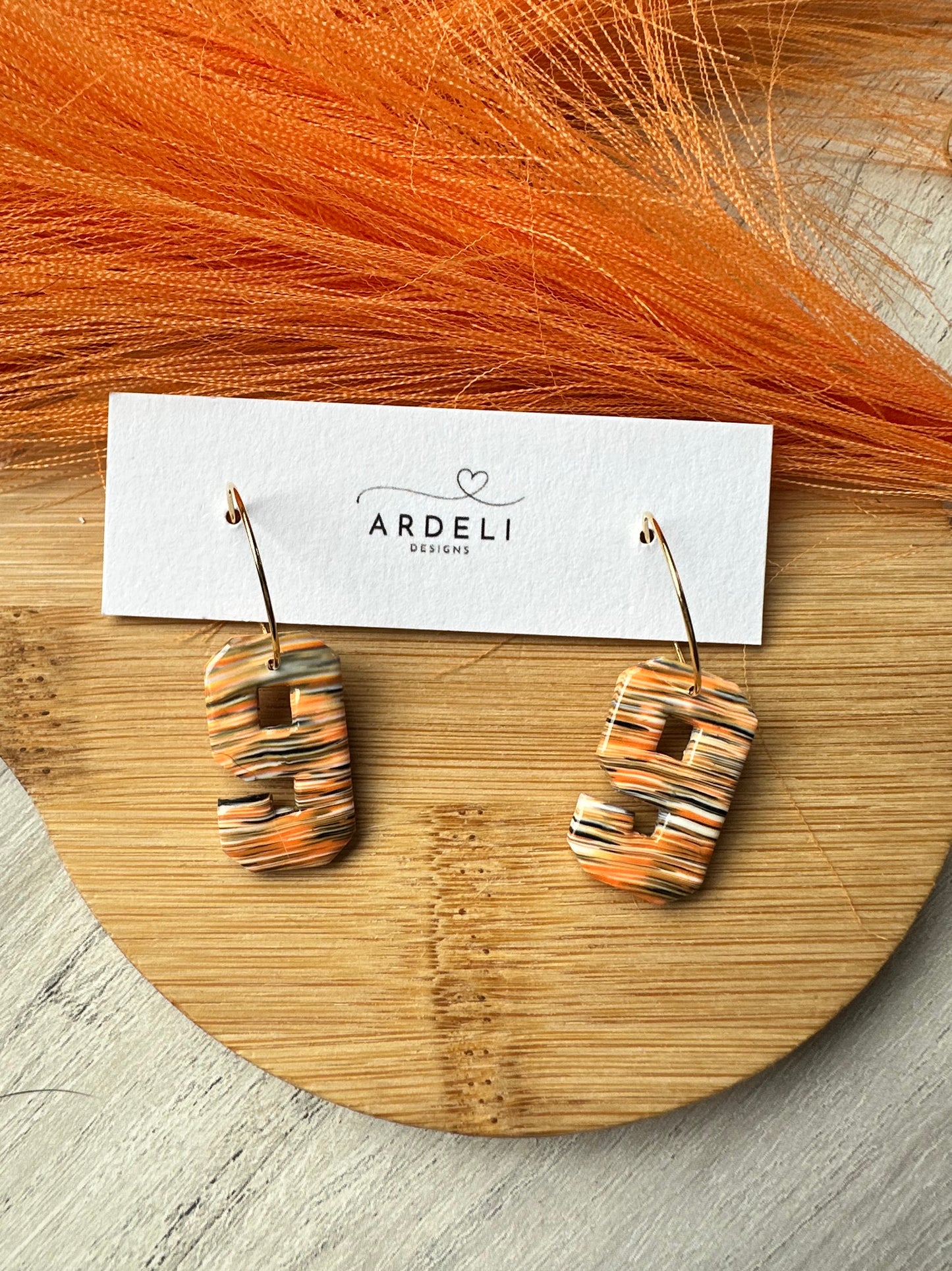 "Game Dey" Spirit Wear Fan of #9 Polymer Clay Gold Plated Hoop Earrings