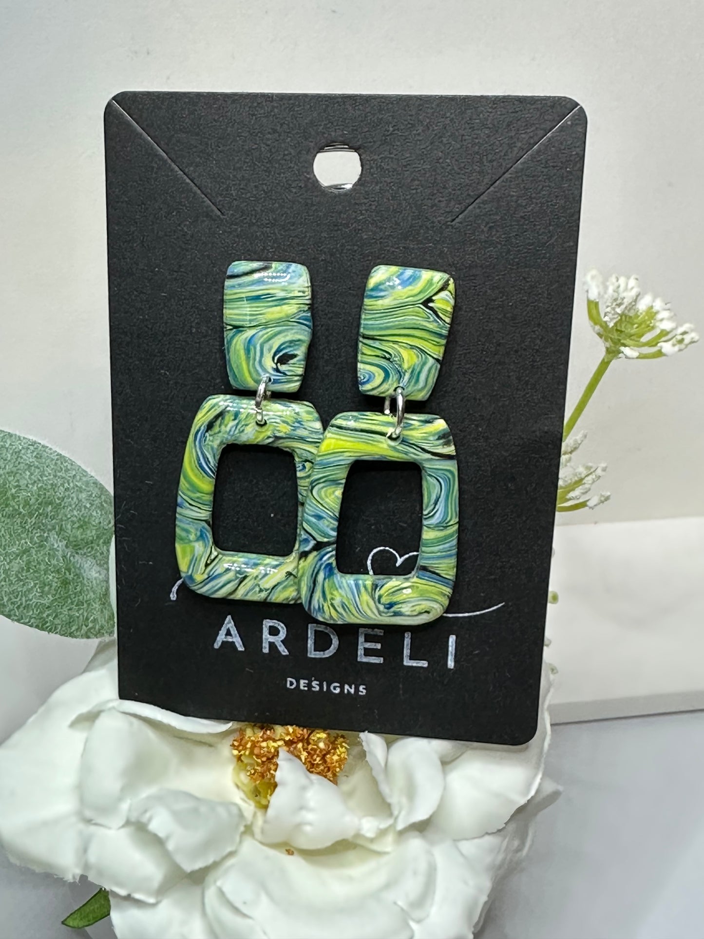 "A Starry Night"
Handmade Polymer
Clay Gold Plated Stud
Dangle Earrings