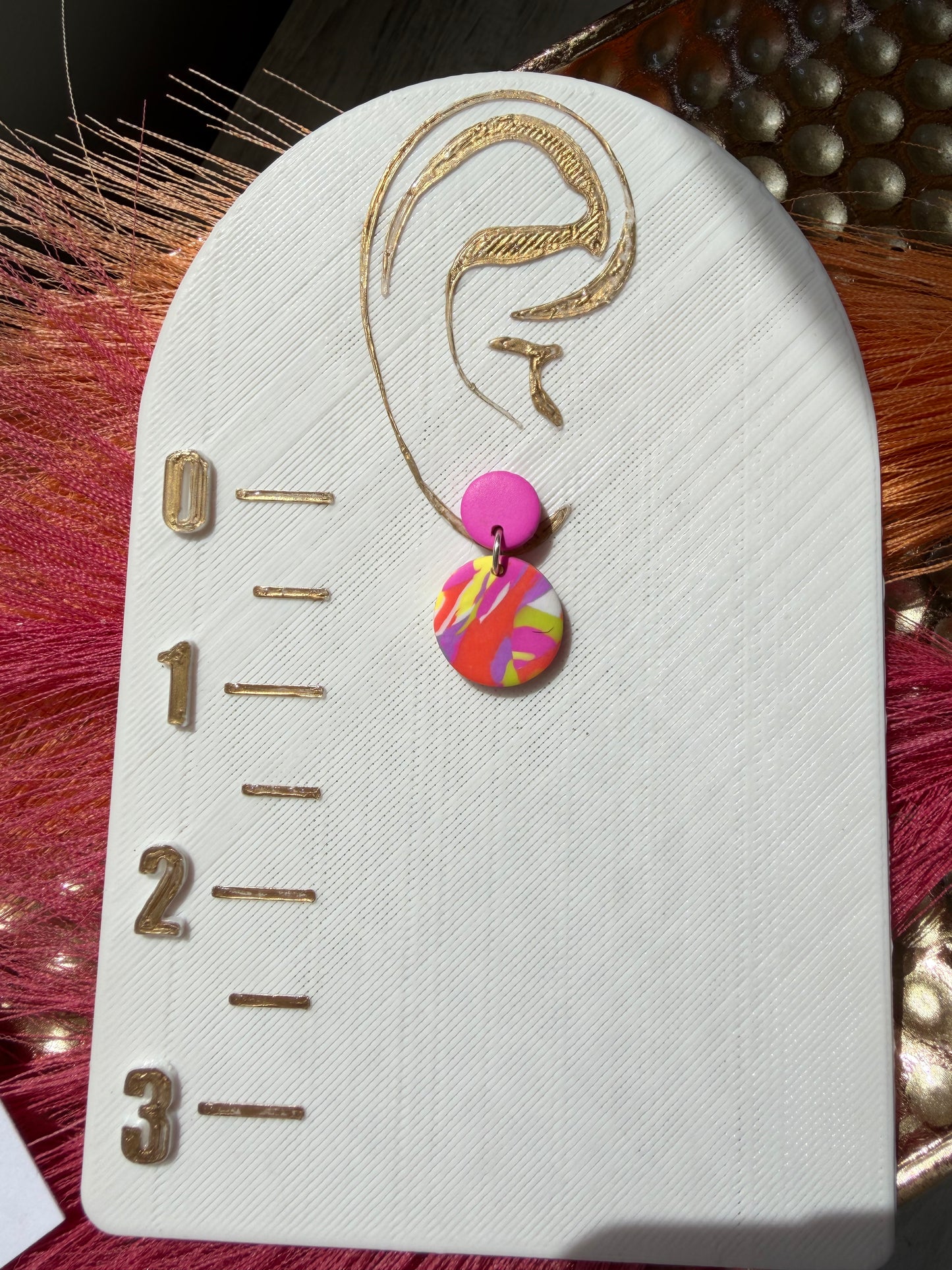“Feeling Groovy” Multi Color Round w/Hot Pink Round Post Earrings