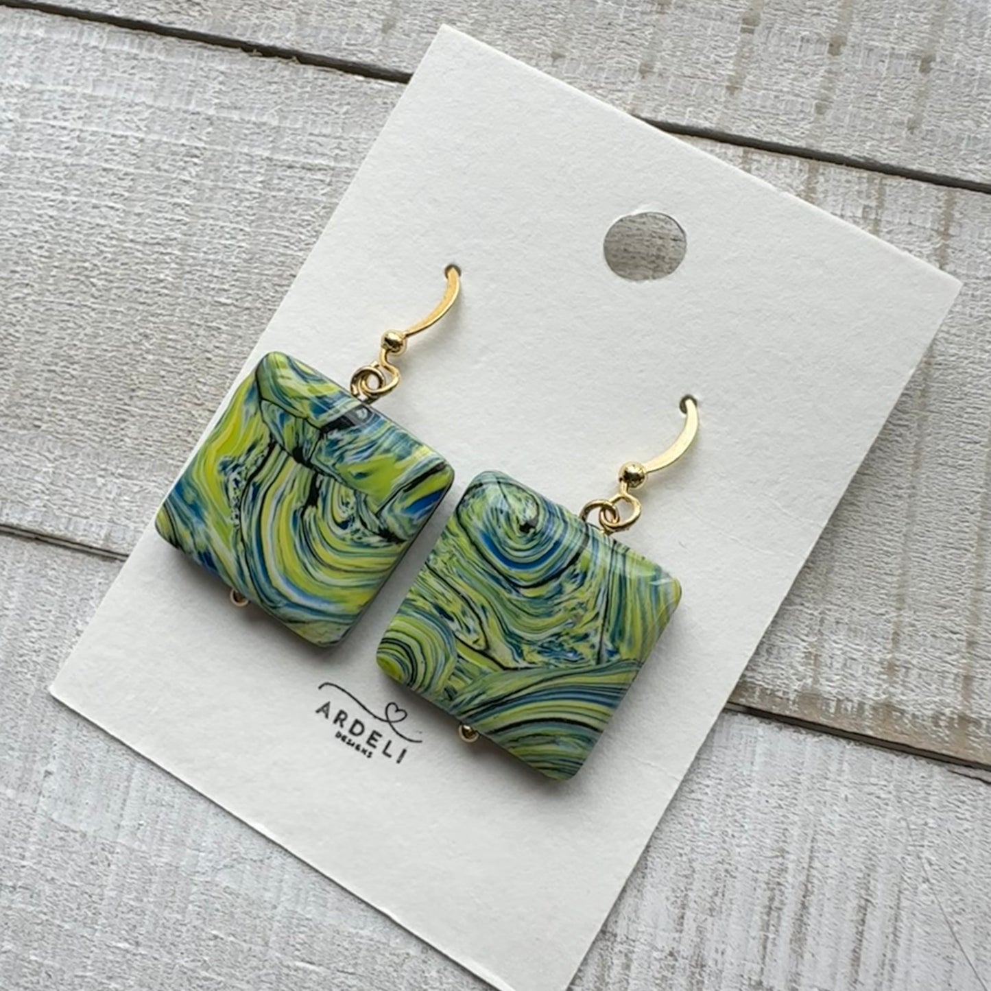 "A Starry Night"
Handmade Polymer
Clay Gold Plated Stud
Dangle Earrings