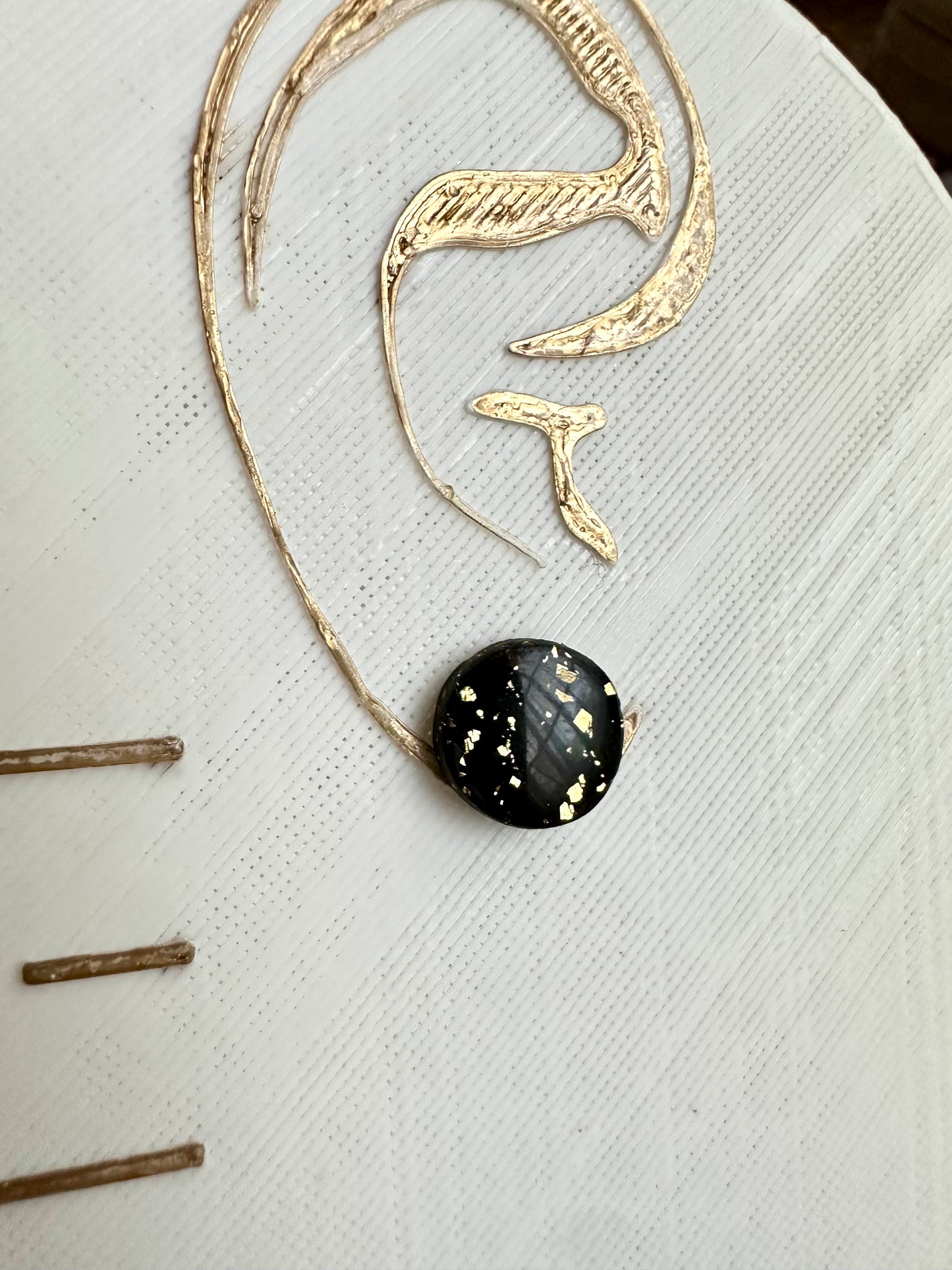Black & Gold Polymer Clay Stud Earrings