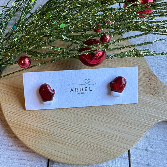 Handmade Polymer
Clay Red Shimmer
Mittens Earring Studs