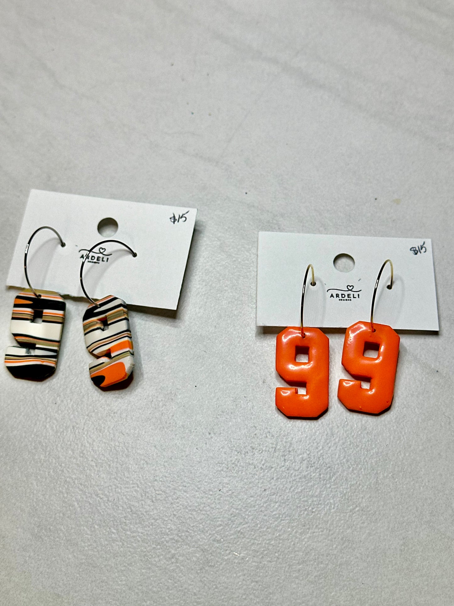 "Game Dey" Spirit Wear Fan of #9 Polymer Clay Gold Plated Hoop Earrings