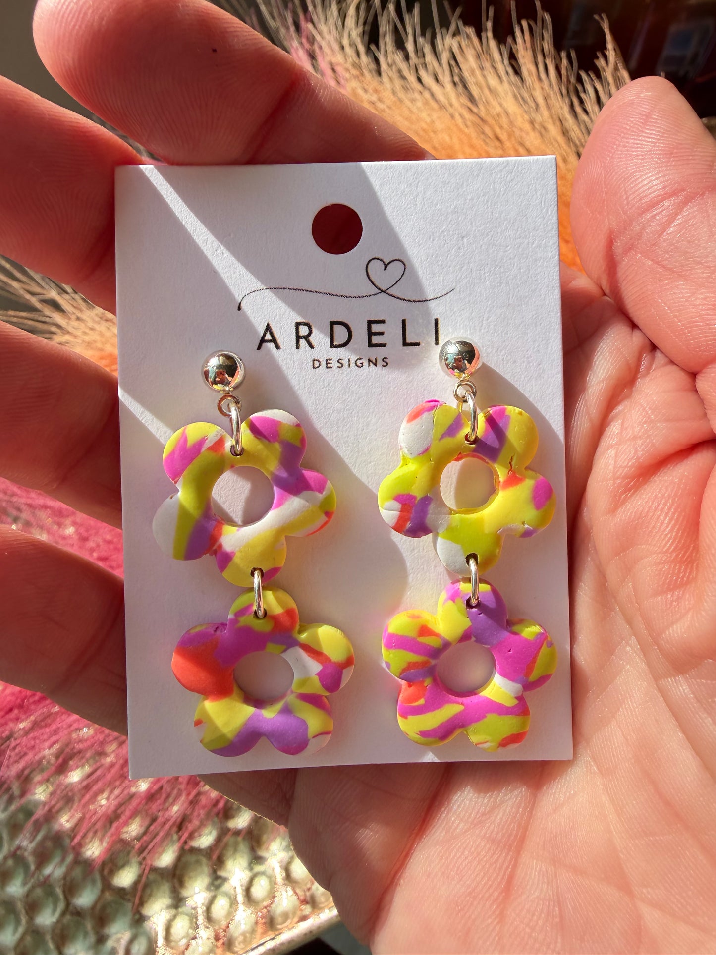 “Feeling Groovy” Flower Power Silver Ball Post Earrings