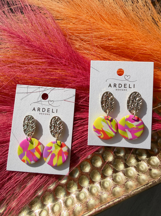 “Feeling Groovy” Silver Plated Round Dangle Earrings