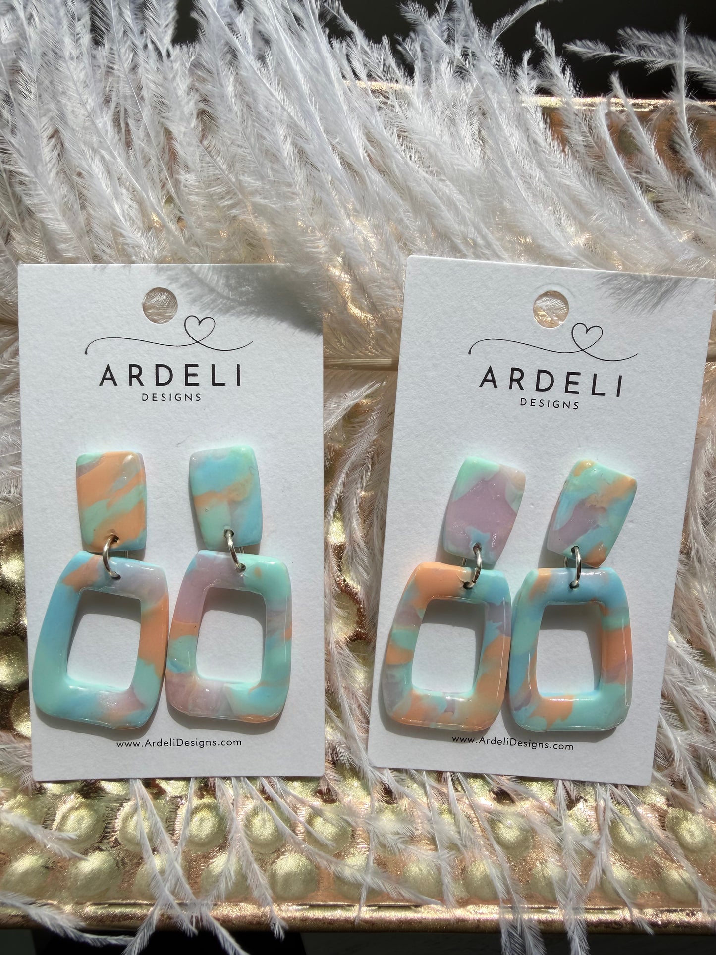 “Feeling Groovy” Sorbet Rectangle Donut Post Dangle Earrings
