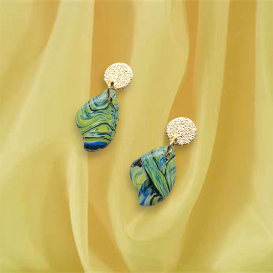 "A Starry Night"
Handmade Polymer
Clay Gold Plated Stud
Dangle Earrings